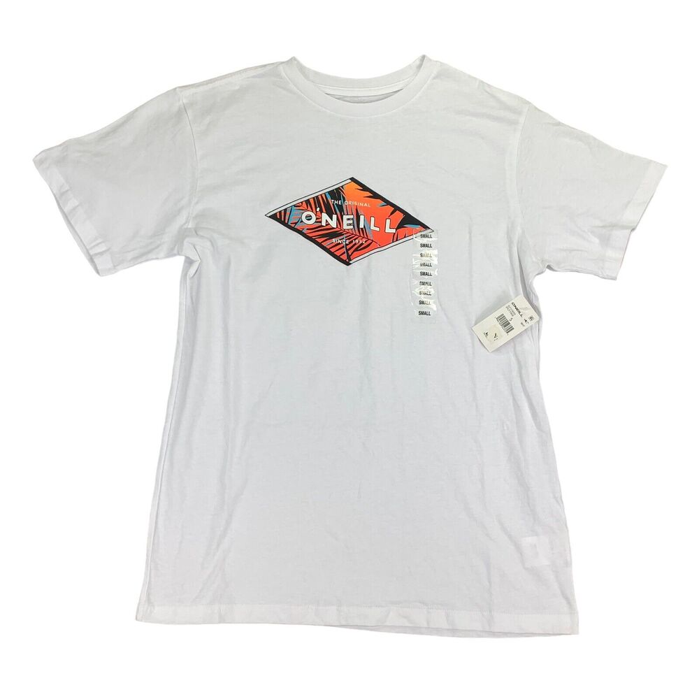 O'Neill Mens Split Fade Short Sleeve Cotton Crewneck T-Shirt White S
